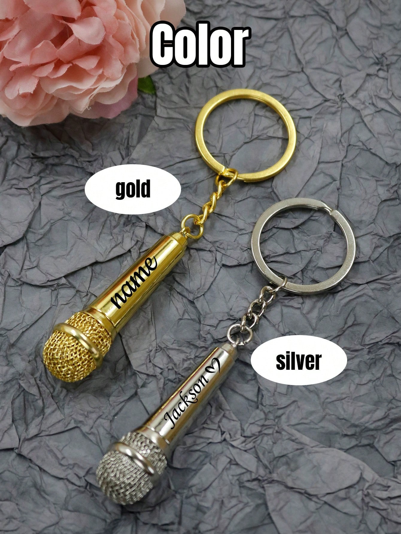 Custom Text Microphone Keychain Custom Name Keychain Pendant